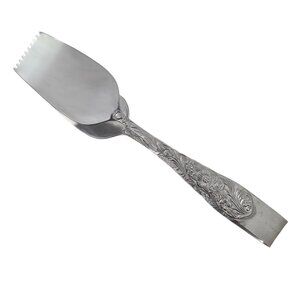 Reed Barton Flora Salad Tongs Server 1pc floral chintz raised relief stainles